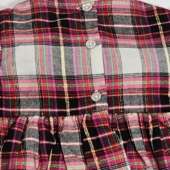 First Impressions Kids Midi Dress Plaid Check Puffer Sleeve Red 12M - Picture 8 of 15